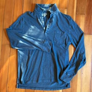 J Crew slub cotton long sleeve polo gray w pocket